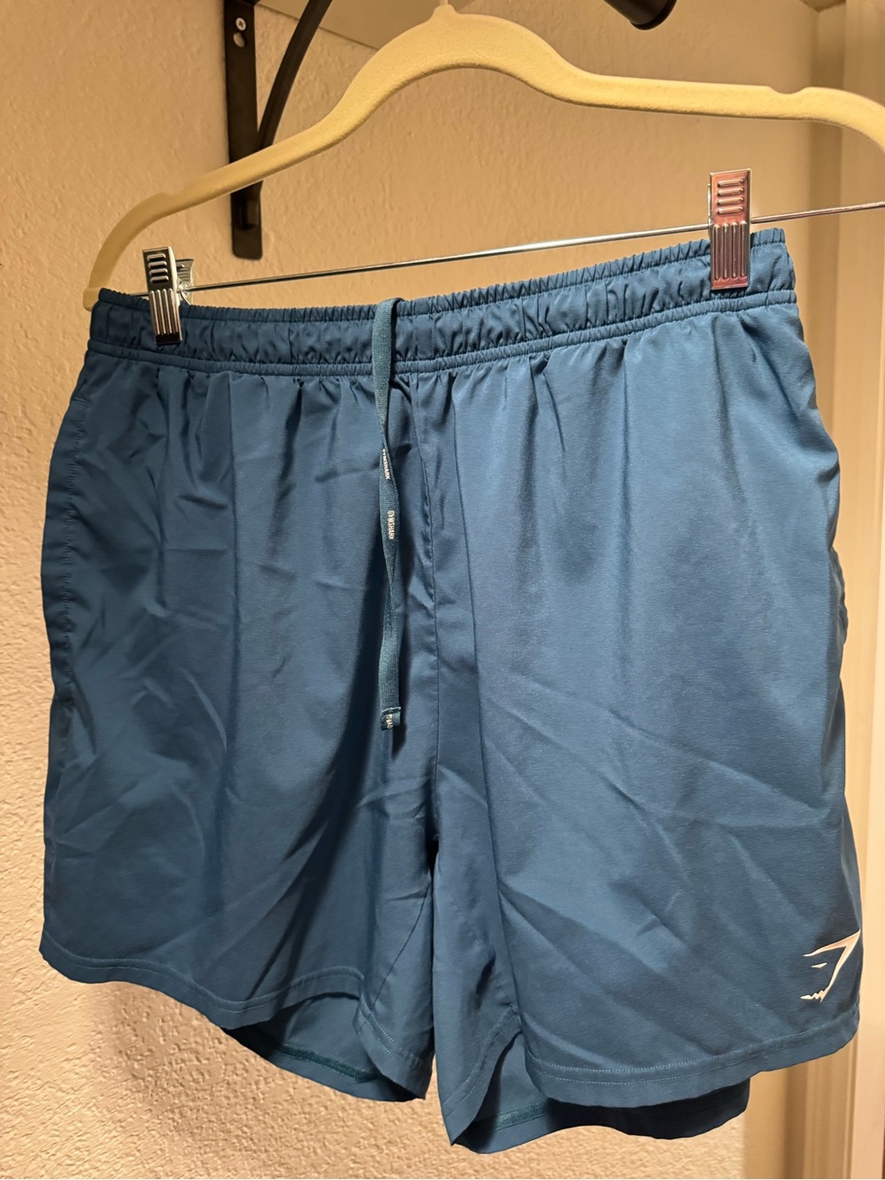 Gymshark Men's Teal Athletic Shorts with Drawstring